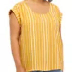 Plus Size Short Sleeve U-Neck Woven Top, 4X